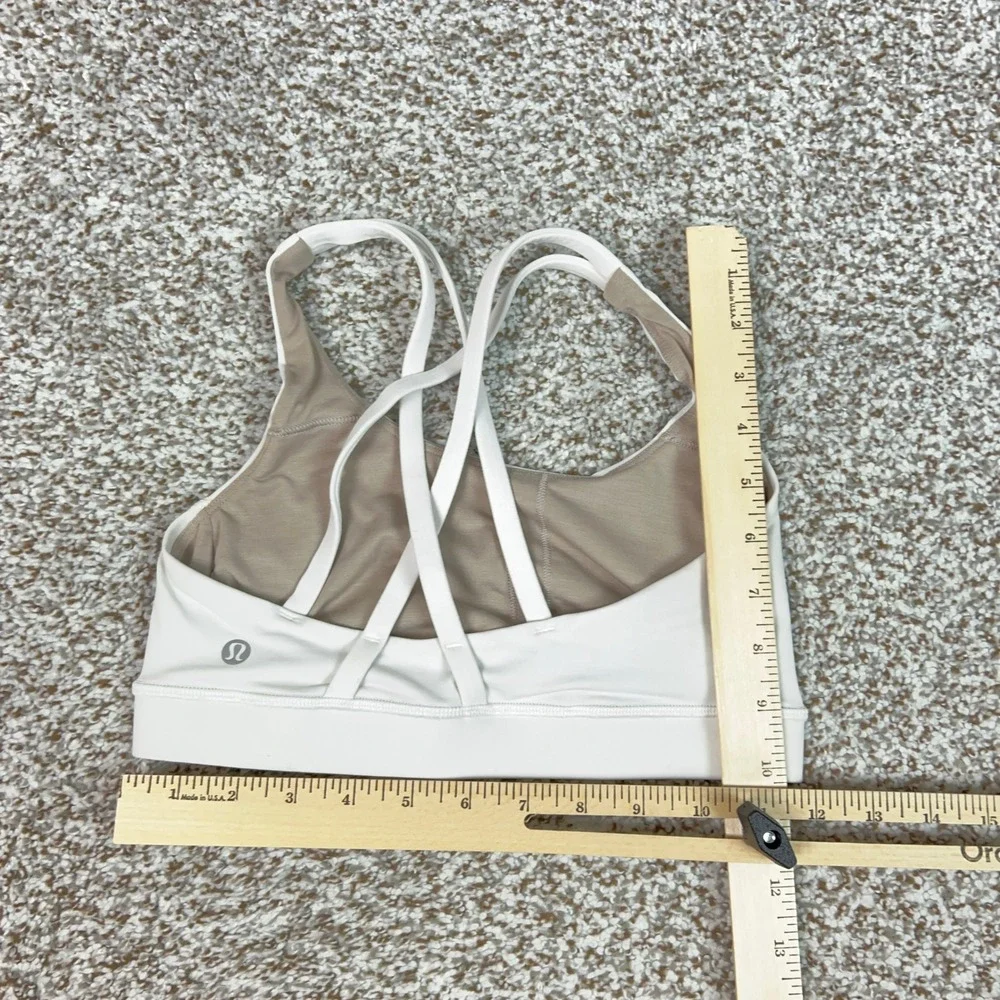 Lululemon Sports Bra Womens 4 White Energy Strappy Back Athletic Workout Yoga